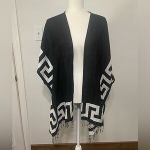 Colleen Lopez women's M/L reversible geometric shawl/kimono EUC
